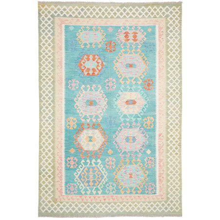 Rug Kilim Afghanistan 203x297 Turquoise Coral