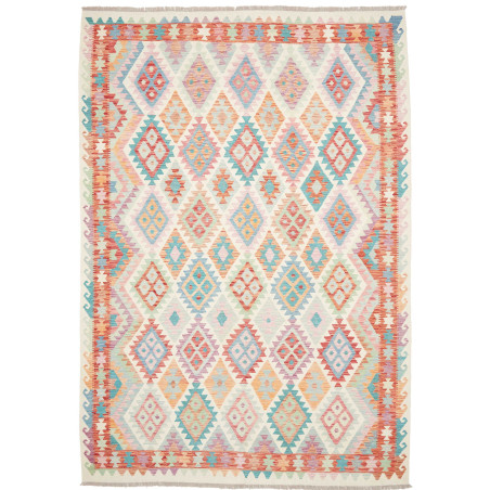 Rug Kilim Afghanistan 211x301 Cream Turquoise
