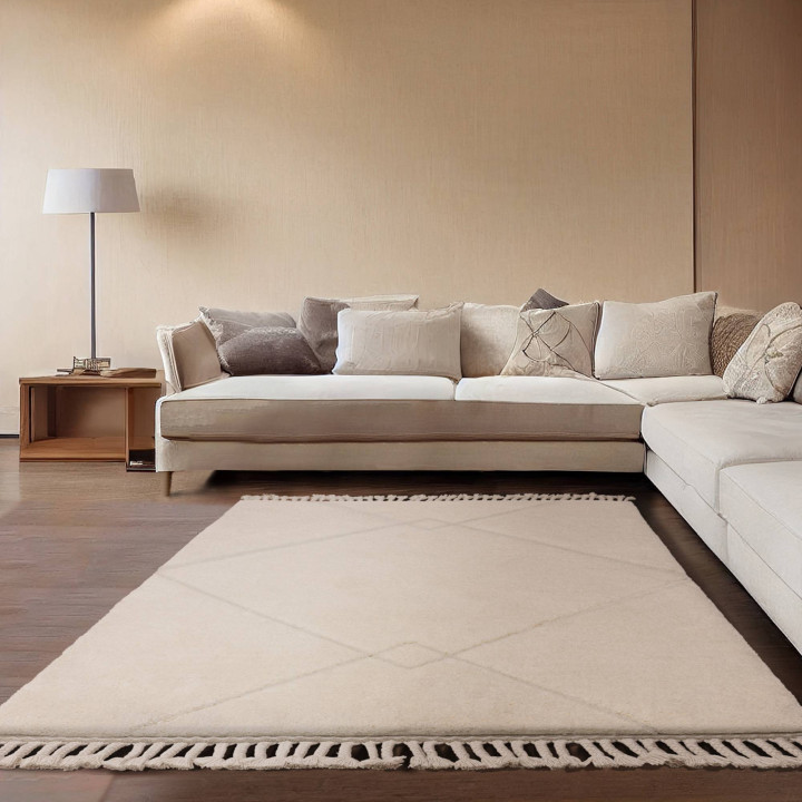 Tappeto Fes geometrico crema e bianco 120x170 cm