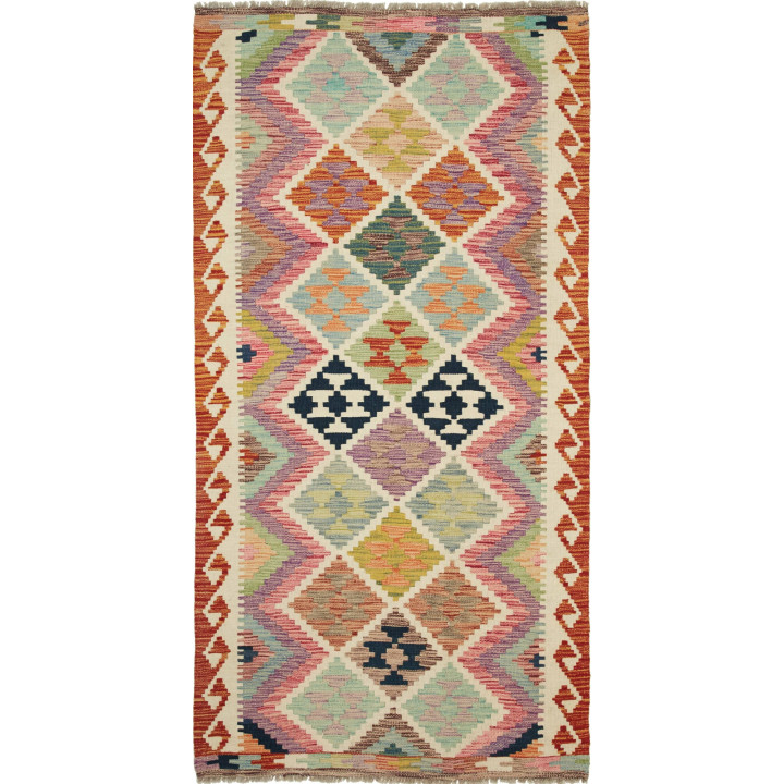 Hand Made Rug Kilim Afghanistan 101x203 Multico