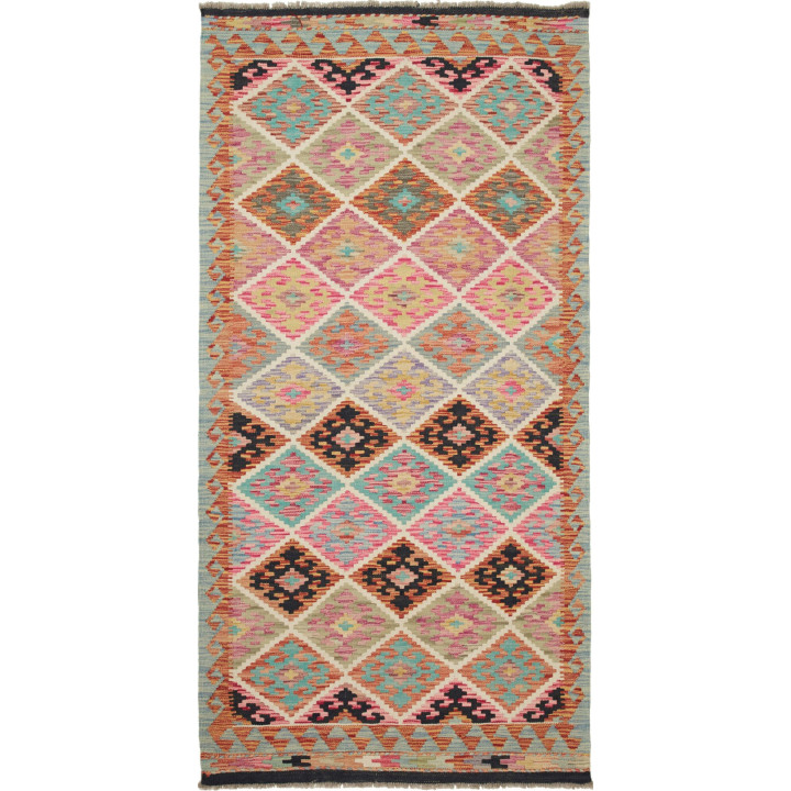 Hand Made Rug Kilim Afghanistan 103x202 Multico