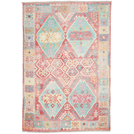 Rug Kilim Afghanistan 200x292 Coral Red Aquamar