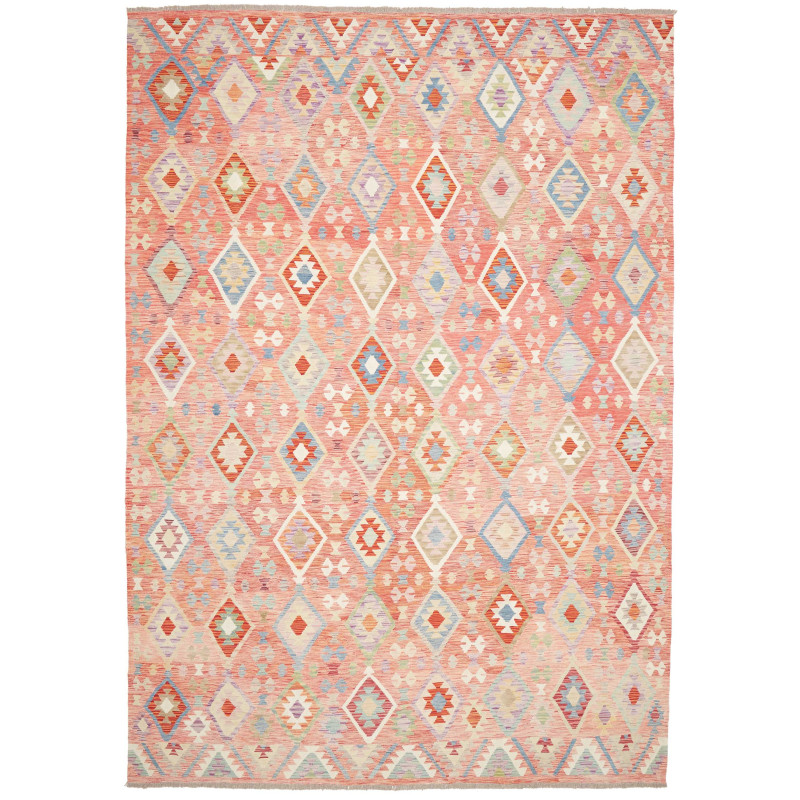 Rug Kilim Afghanistan 255x361 Coral Pink Sky Bl