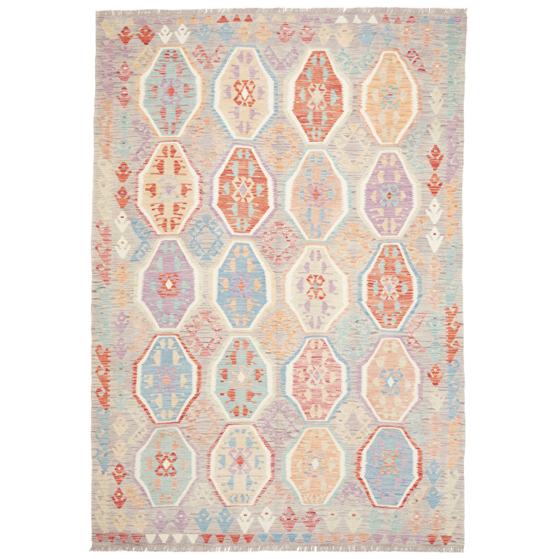 Rug Kilim Afghanistan 202x298 Light Grey Coral