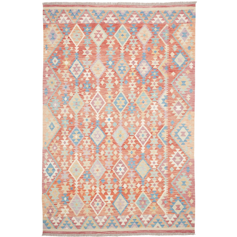 Rug Kilim Afghanistan 200x302 Terracotta Blue