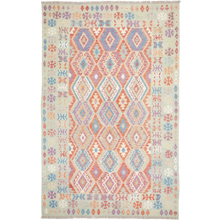 Rug Kilim Afghanistan 196x304 Sage Green Coral