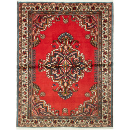 Hand Made Rug Hamadan Persia 111x143 Red Dark B