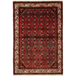 Hand Made Rug Hamadan Persia 104x157 Red Black