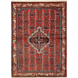 Hand Made Rug Hamadan Persia 108x148 Red Dark B
