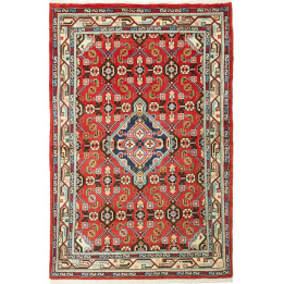 Hand Made Rug Hamadan Persia 102x154 Red Blue