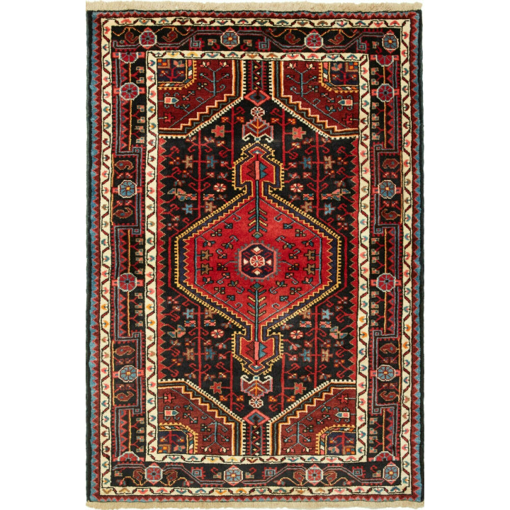 Hand Made Rug Hamadan Persia 101x152 Red Black