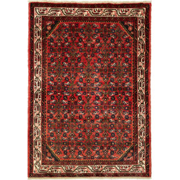 Hand Made Rug Hamadan Persia 110x155 Red Black