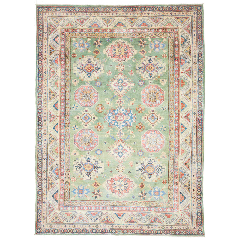 Rug Kazak Afghanistan 199x280 Sage Green Cream