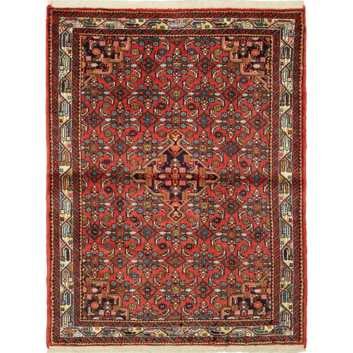 Hand Made Rug Hamadan Persia 103x136 Red Dark B