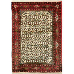 Hand Made Rug Hamadan Persia 104x148 Ivory Red
