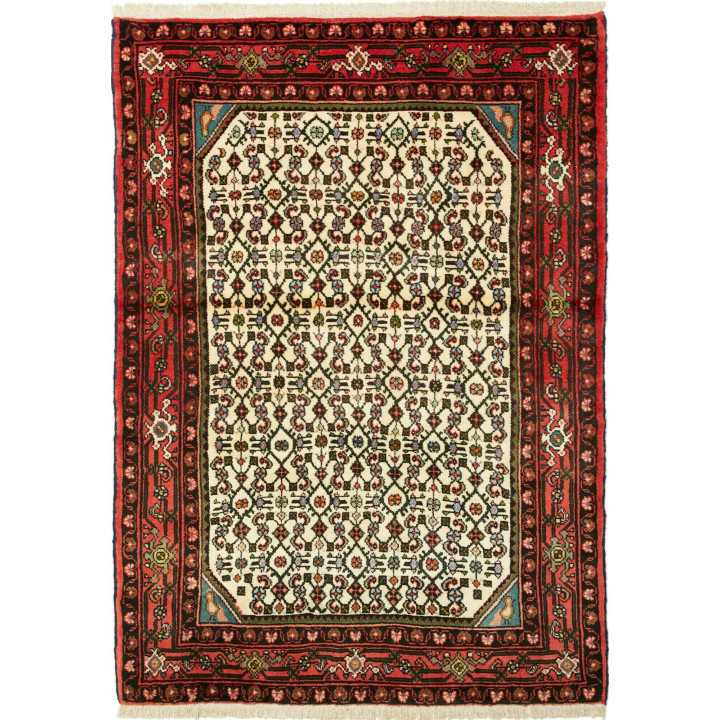 Hand Made Rug Hamadan Persia 104x148 Ivory Red