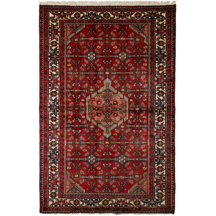 Hand Made Rug Hamadan Persia 136x207 Red Dark B