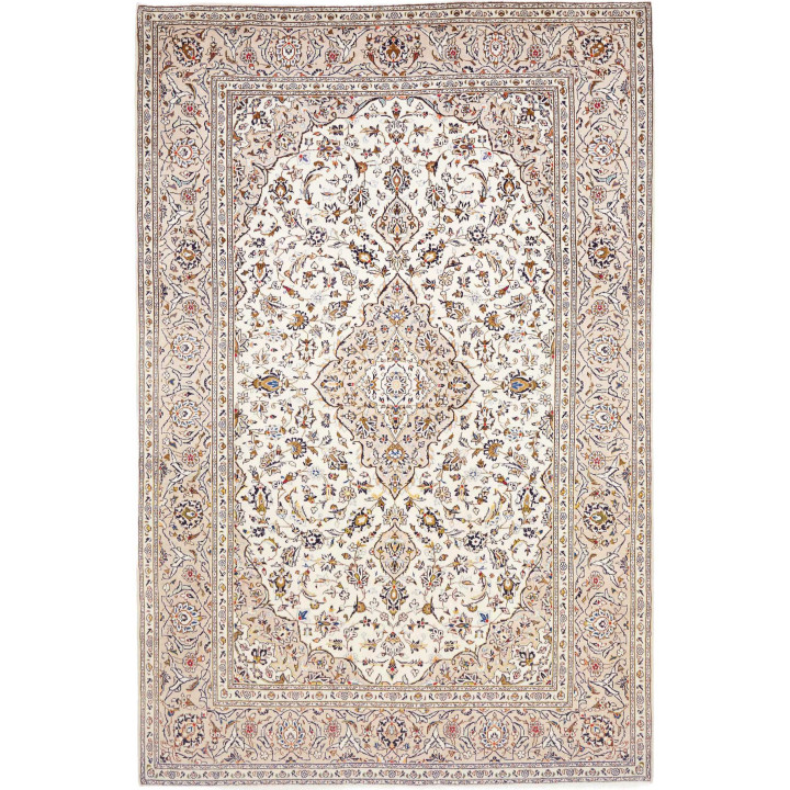Hand Made Rug Kashan Persia 195x293 Ivory Gray