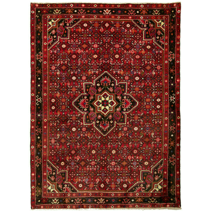 Hand Made Rug Hamadan Persia 150x208 Red Black