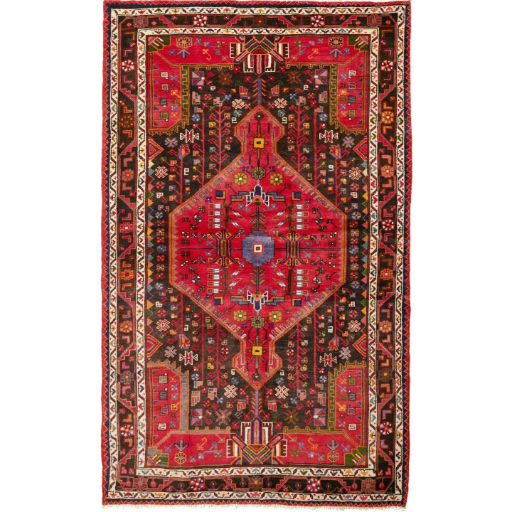 Hand Made Rug Hamadan Persia 137x225 Red Dark B