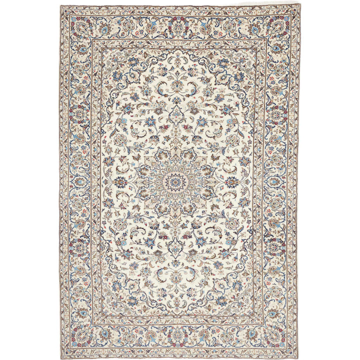 Hand Made Rug Kashan Persia 200x293 Ivory Blue