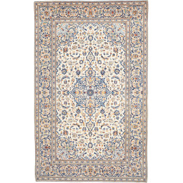 Hand Made Rug Kashan Persia 200x315 Ivory Blue