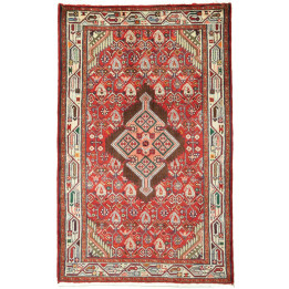 Hand Made Rug Hamadan Persia 80x129 Red Brown