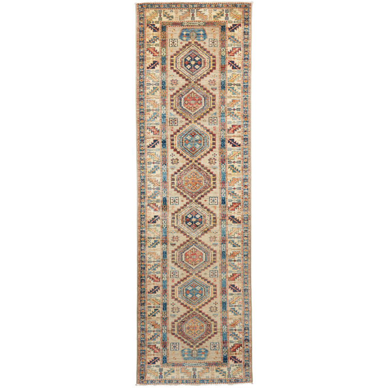 Rug Kazak Fine Pakistan 75x252 Beige Blue