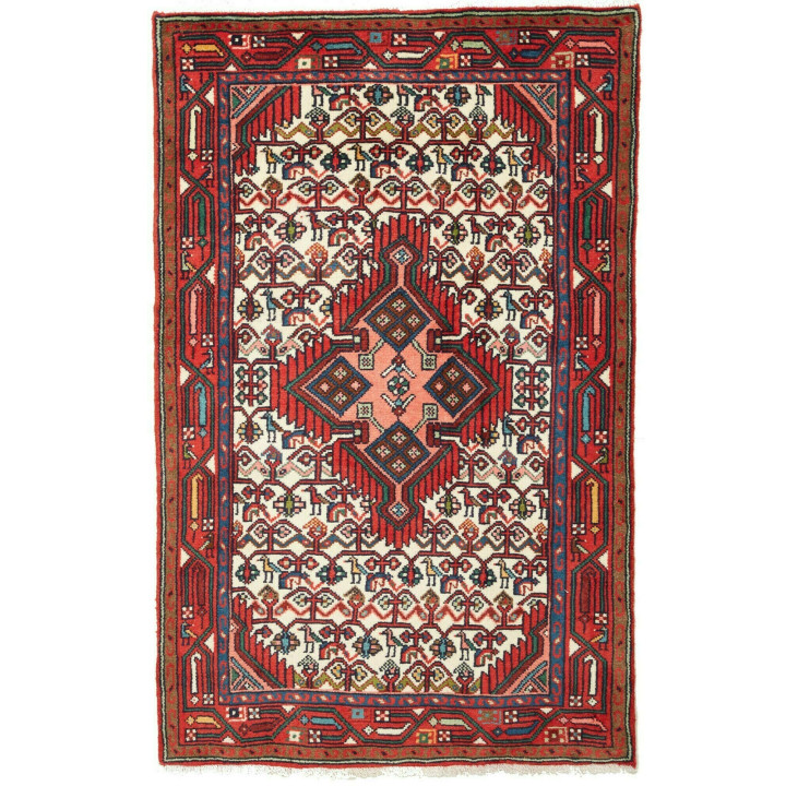 Hand Made Rug Hamadan Persia 80x128 Red Beige