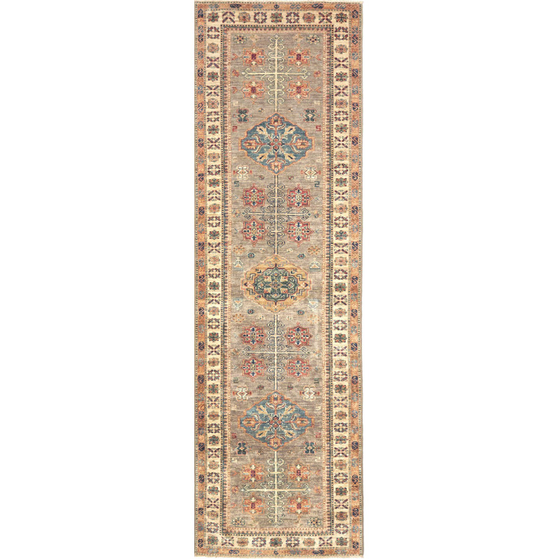 Rug Kazak Fine Pakistan 79x254 Greige Teal