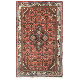 Hand Made Rug Hamadan Persia 80x130 Coral Red M