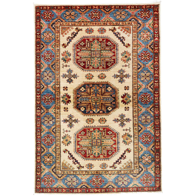Rug Kazak Fine Pakistan 125x187 Ivory Blue