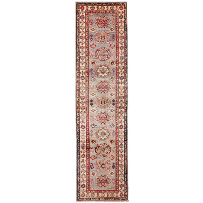 Rug Kazak Fine Pakistan 82x313 Grey-blue Red