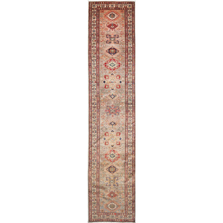 Rug Kazak Fine Pakistan 85x423 Grey-beige Red
