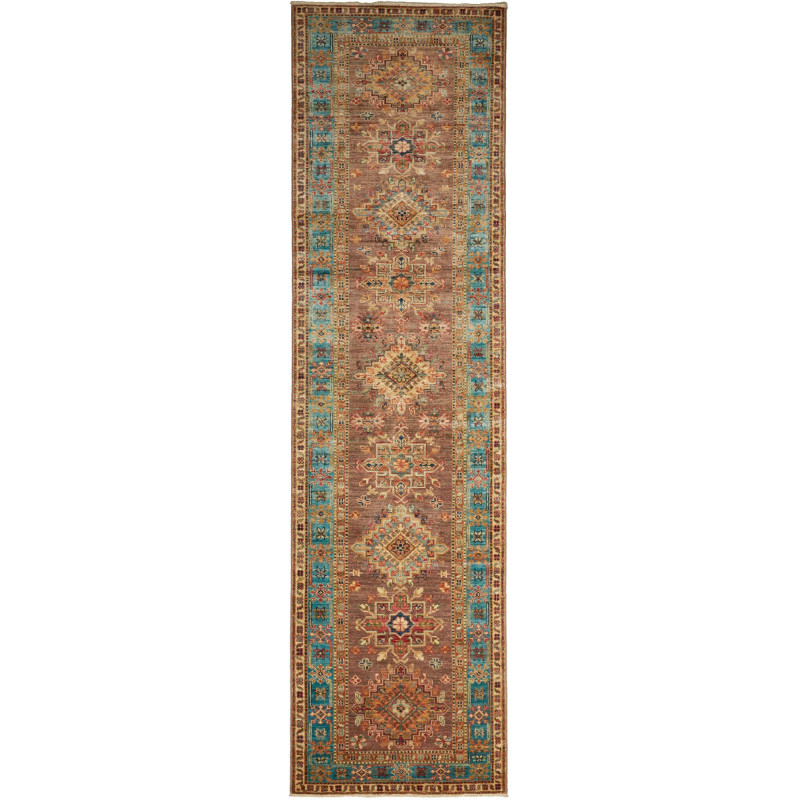 Rug Kazak Fine Pakistan 82x298 Terracotta Brown