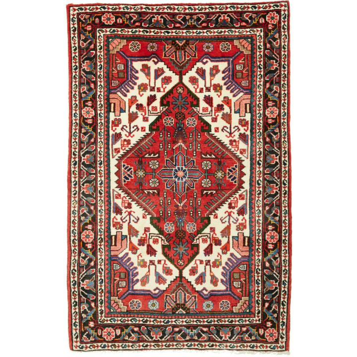 Hand Made Rug Hamadan Persia 85x135 Red Ivory