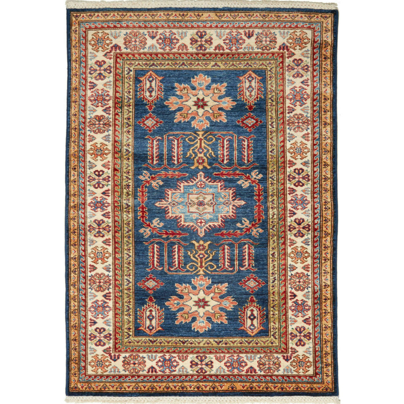 Rug Kazak Fine Pakistan 103x148 Deep Blue Cream