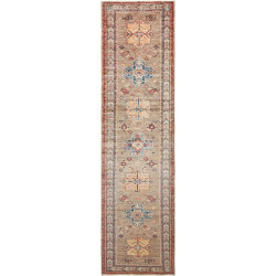 Rug Kazak Fine Pakistan 79x295 Taupe Brick Red