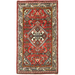 Hand Made Rug Hamadan Persia 78x134 Red Ivory
