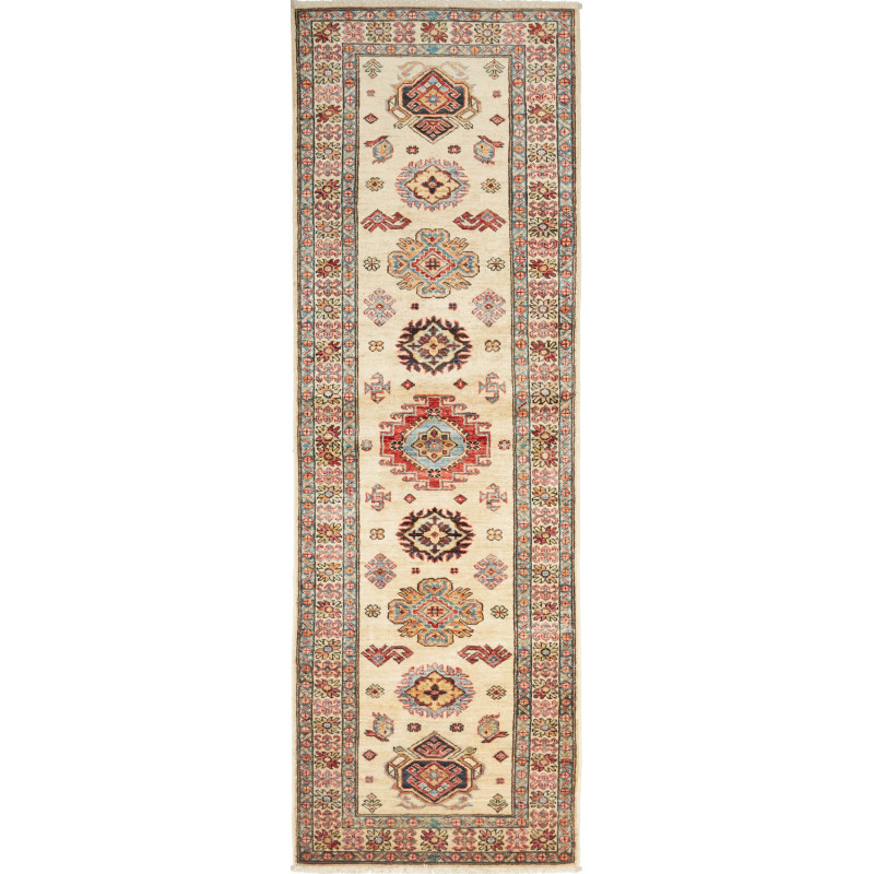 Rug Kazak Fine Pakistan 80x242 Ivory Red