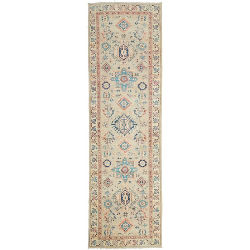 Rug Kazak Afghanistan 83x292 Muted Beige Sky Bl
