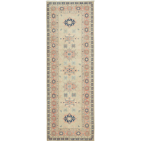 Rug Kazak Afghanistan 84x245 Muted Beige Navy B