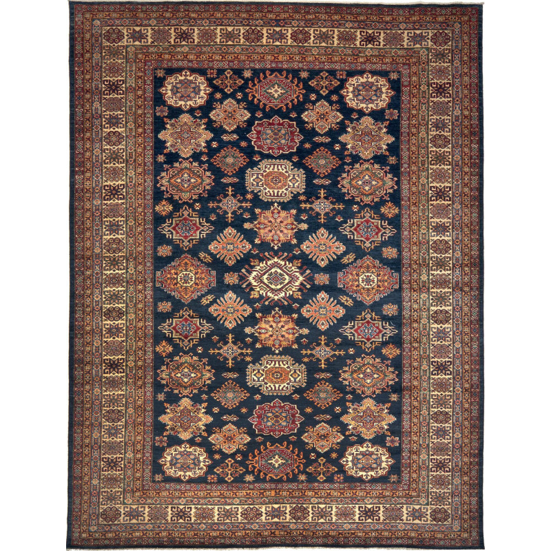 Rug Kazak Fine Pakistan 281x371 Navy Blue Beige