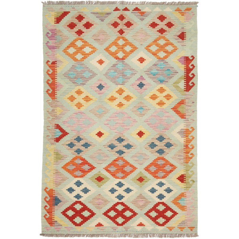 Rug Kilim Afghanistan 122x176 Aqua Green Orange