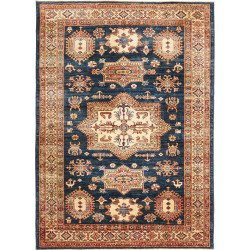 Rug Kazak Fine Pakistan 146x207 Deep Blue Cream