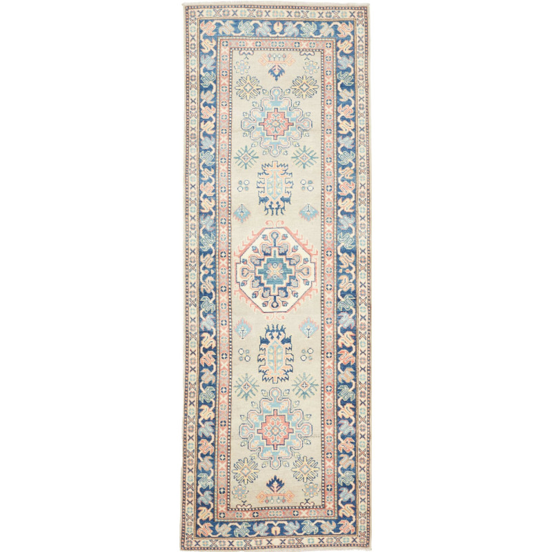 Rug Kazak Afghanistan 84x240 Light Beige Blue