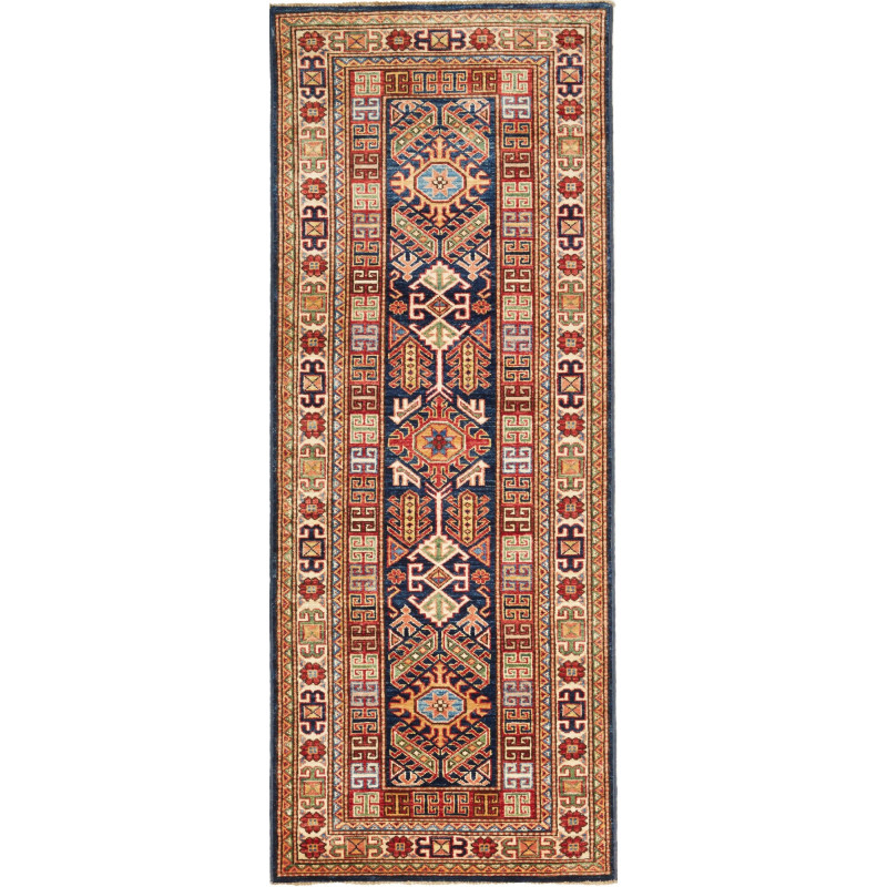 Rug Kazak Fine Pakistan 77x200 Blue Red