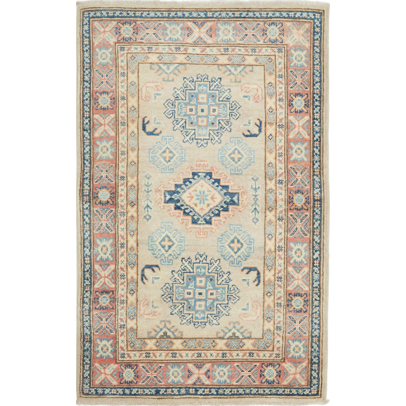 Rug Kazak Afghanistan 77x127 Beige Blue