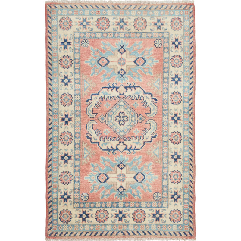 Rug Kazak Afghanistan 81x122 Coral Blue