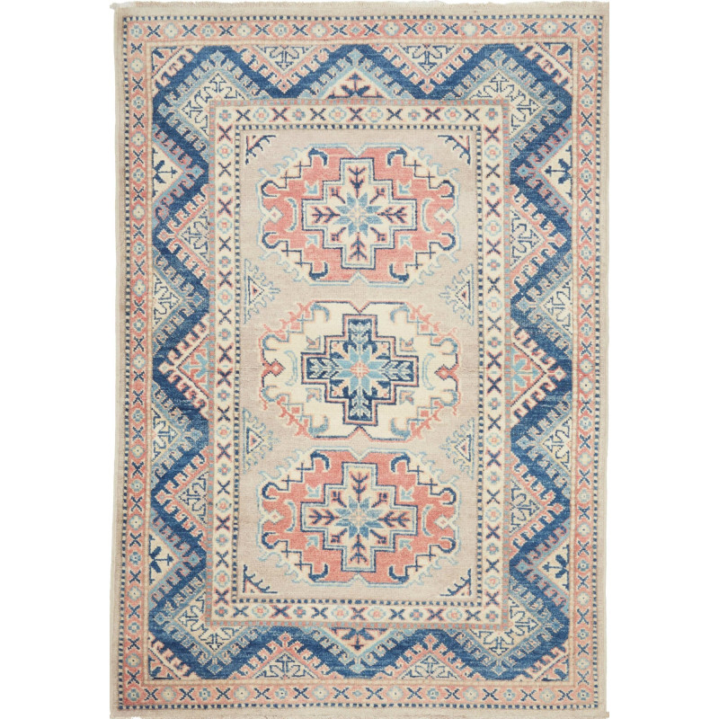 Rug Kazak Afghanistan 96x141 Beige Navy Blue